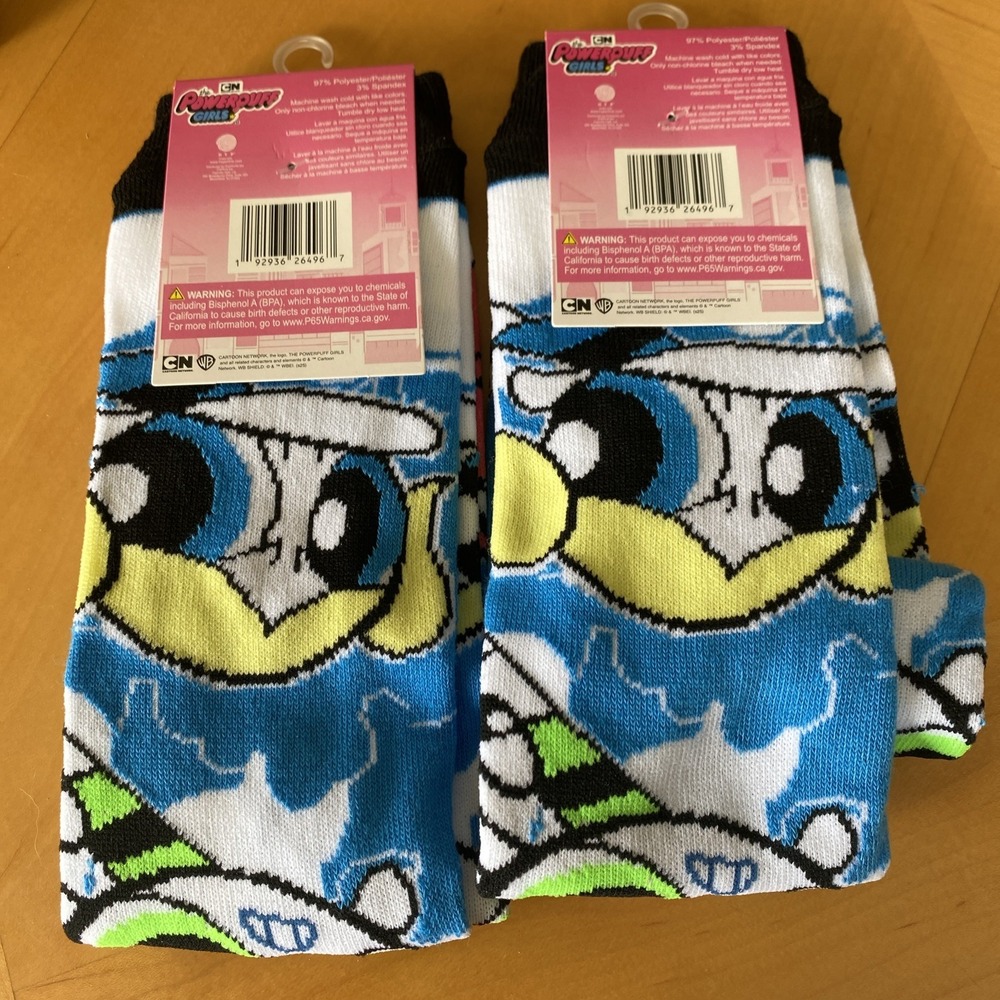 CARTOON NETWORLK THE POWERPUFF GIRLS CREW SOCKS SHOE SIZE‎ 6 - 12 2x - Picture 2 of 2